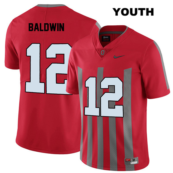 Ohio State Buckeyes Youth Matthew Baldwin #12 Red Authentic Nike Elite College NCAA Stitched Football Jersey CI19H52PM